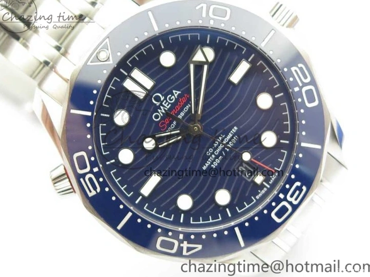 0301 ZeroBulk 2018 Seamaster Diver 300M OMF Best Edition Blue Ceramic Blue Dial on SS Bracelet A8800 (Black Balance Wheel) 7957